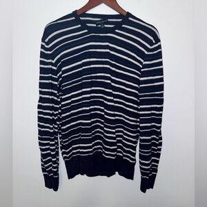 Peter Millar Navy and White Striped Crewneck Sweater